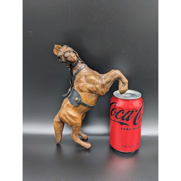 Vintage Toy Leather Wrapped Horse Figurine With Saddle & Bridle - Picture 3 of 6